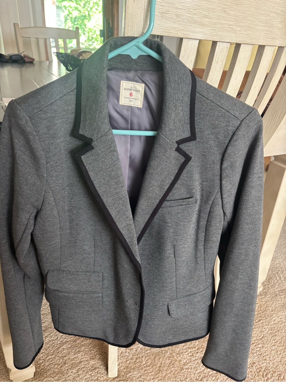 Express Gray Blazer with Black Trim - Women's Tailored Jacket